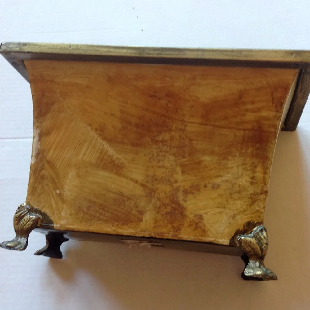 Gold Metal Marbled Planter Bin Accent